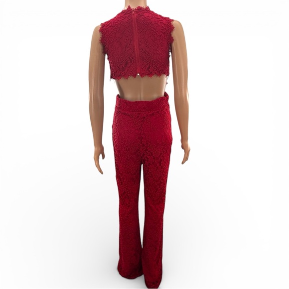 Venus Red Lace Halter Jumpsuit M Holiday Glam Date Night Valentine’s Day - Picture 2 of 16